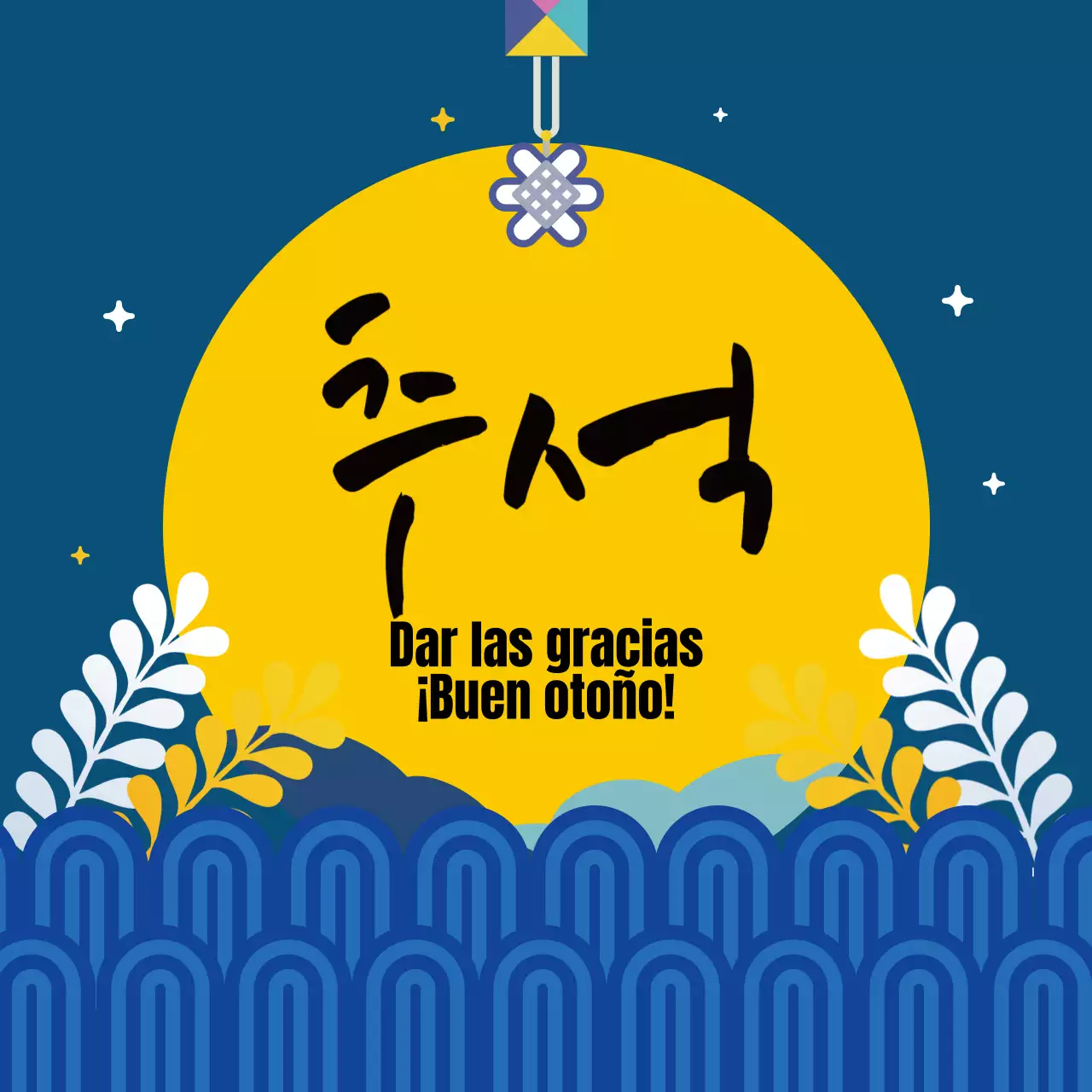 Azul marino limpio ilustración Chuseok acción de gracias