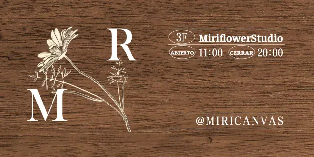 Letrero Flower Studio de inspiración vintage con texto en blanco y marfil e ilustraciones florales