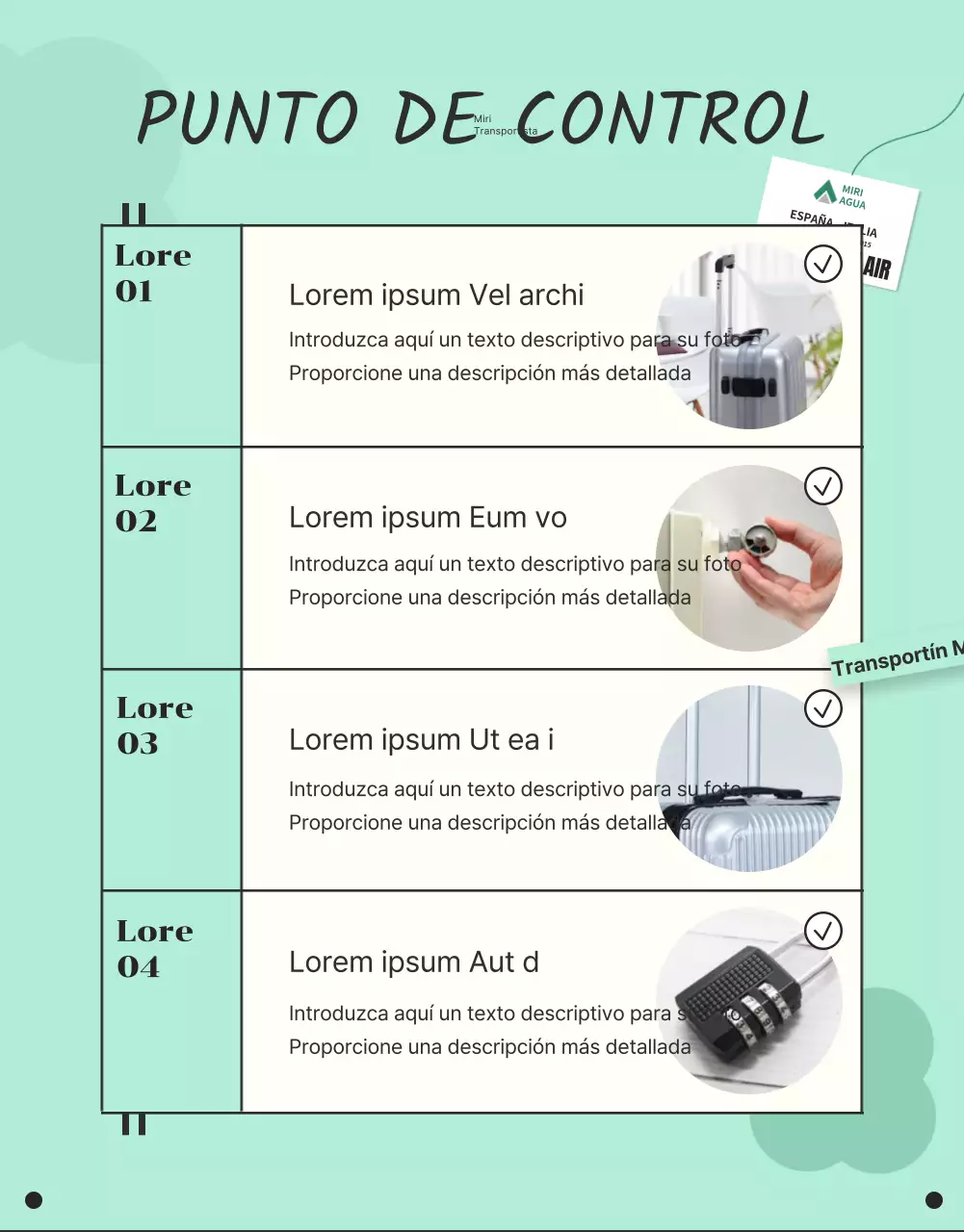 Promocione el equipaje de vacaciones con líneas sencillas y mentoladas