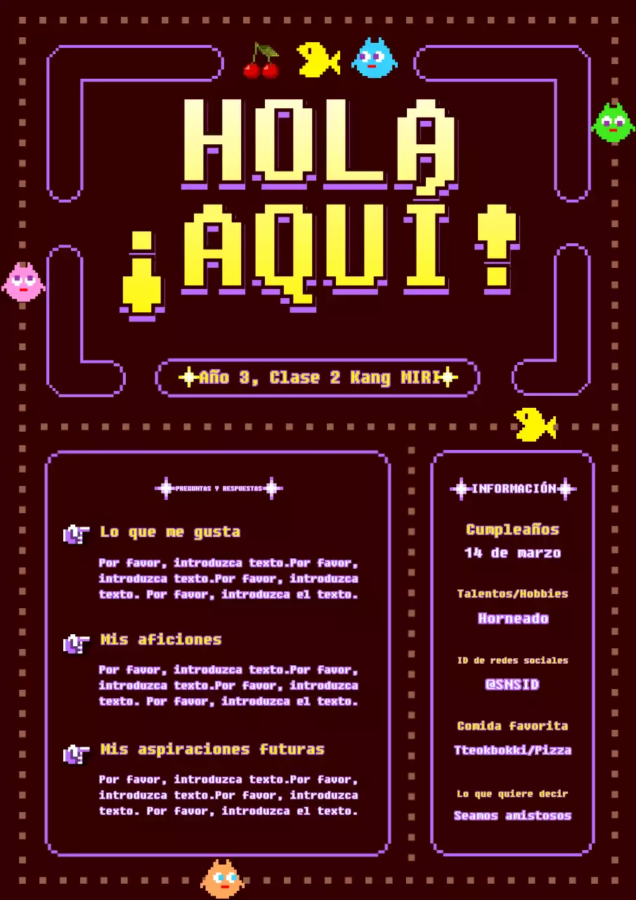 Un bonito concepto de juego clásico en rojo, marrón, morado y amarillo.