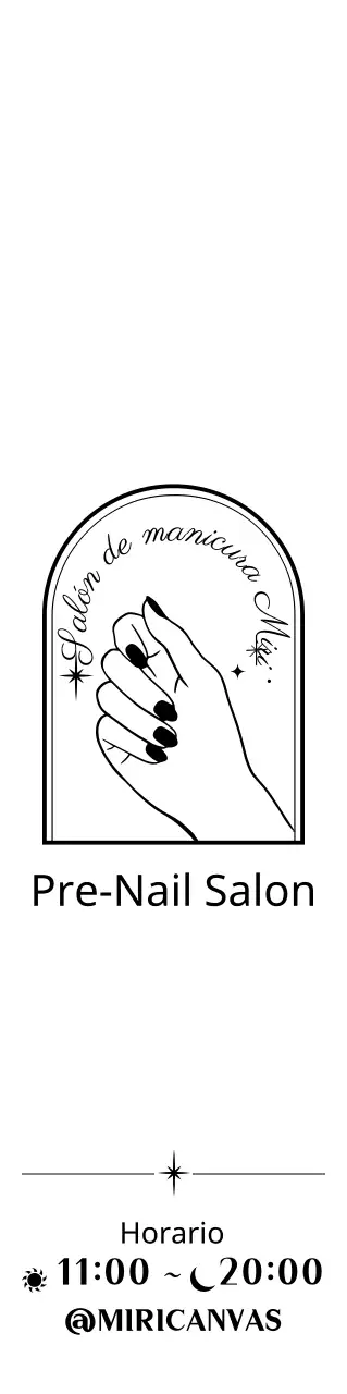 Promoción con una ilustración negra de una tienda de decoración de uñas de lujo