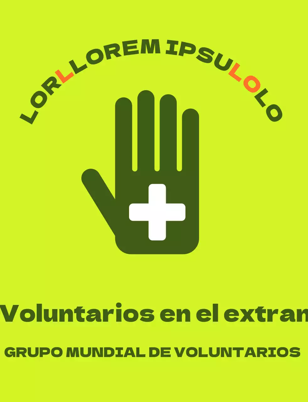 Chaleco de voluntario en el extranjero con un sencillo logotipo verde-naranja