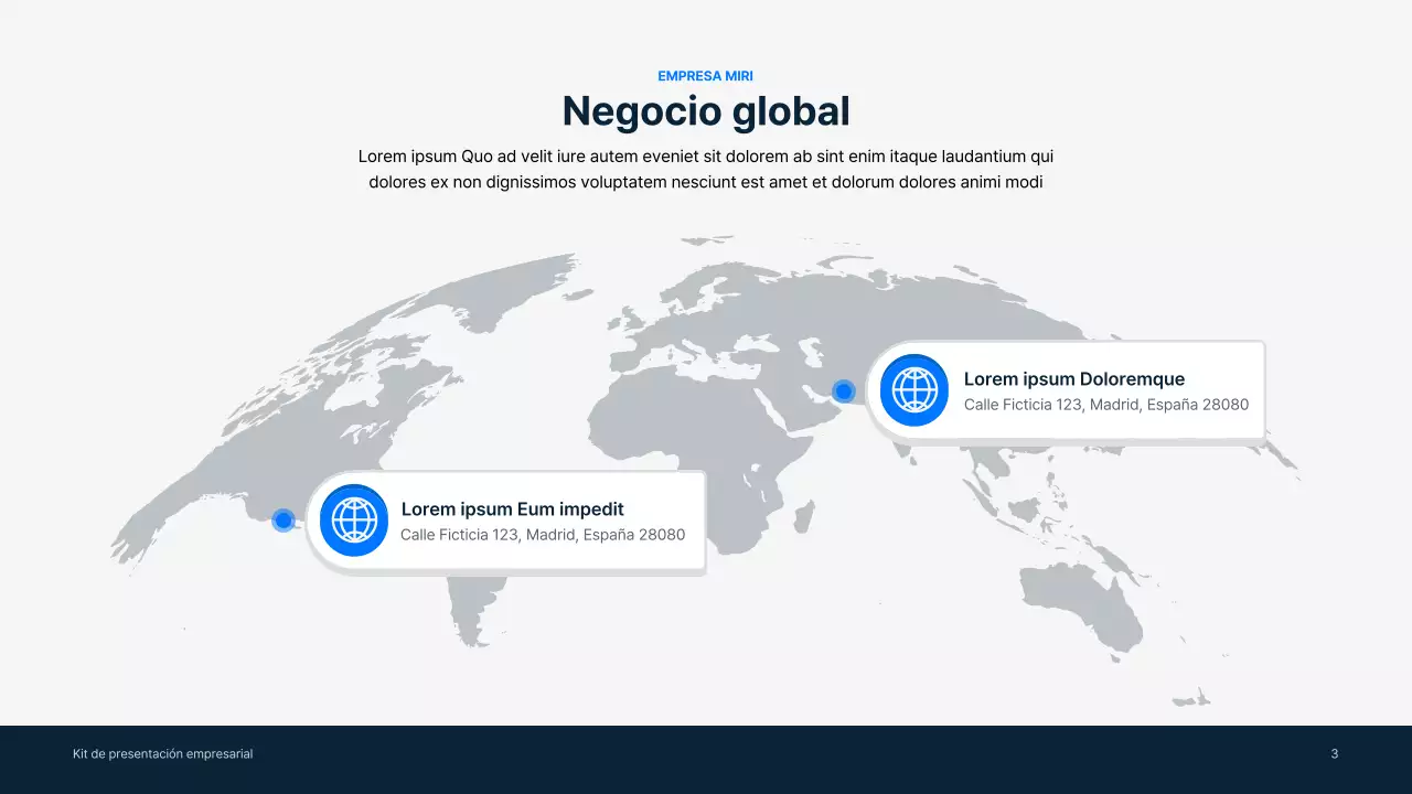 Material comercial sencillo en azul y gris