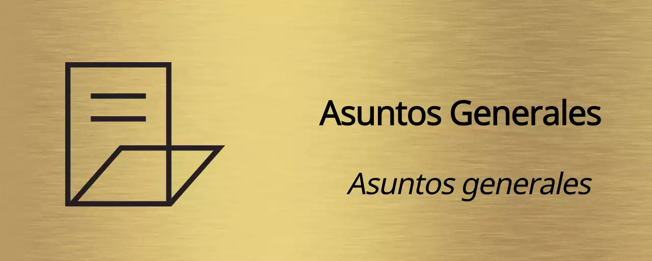 Señalización en negro con el nombre del departamento corporativo de su empresa y una sencilla ilustración de un icono