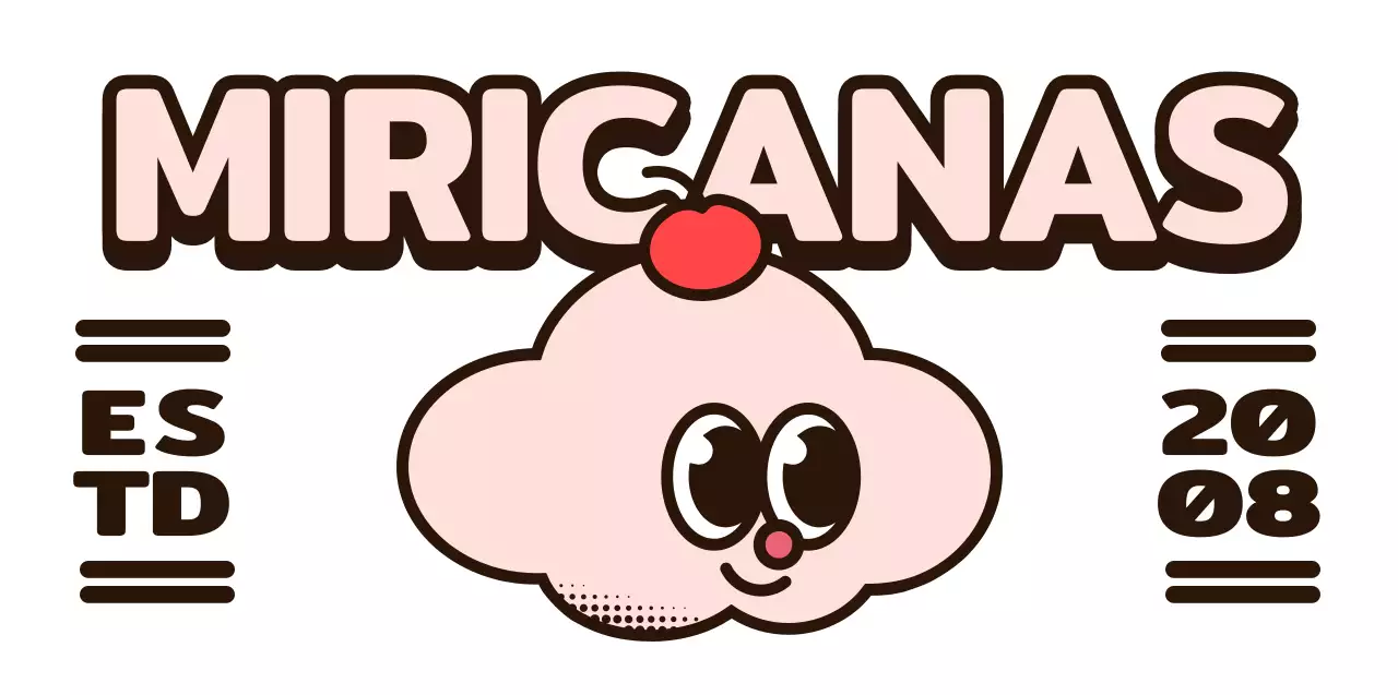 Simpática y moderna combinación de texto y personaje de cupcake en rosa y marrón Logotipo para promoción y promoción de cafeterías