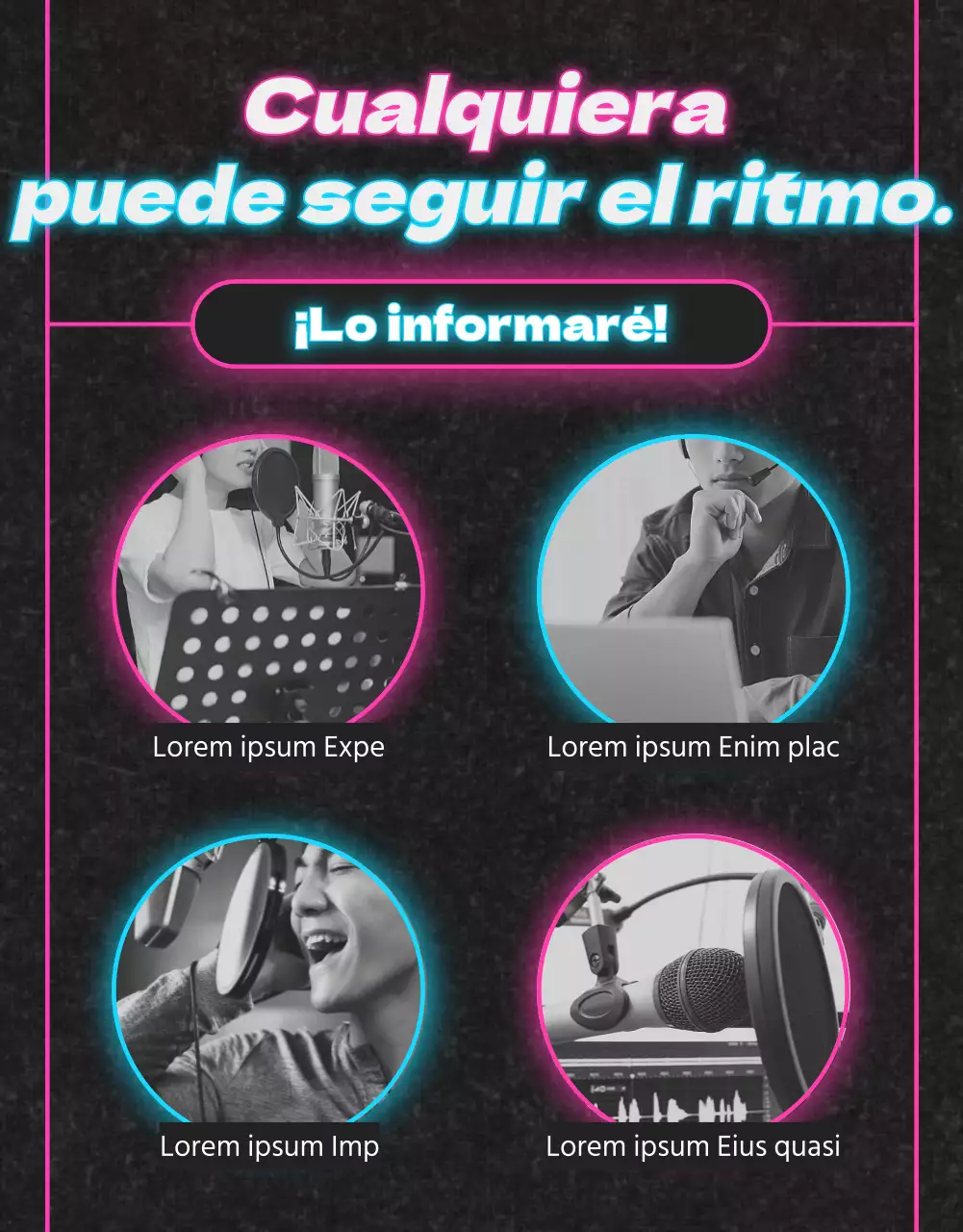 Lección vocal de neón rosa y azul claro