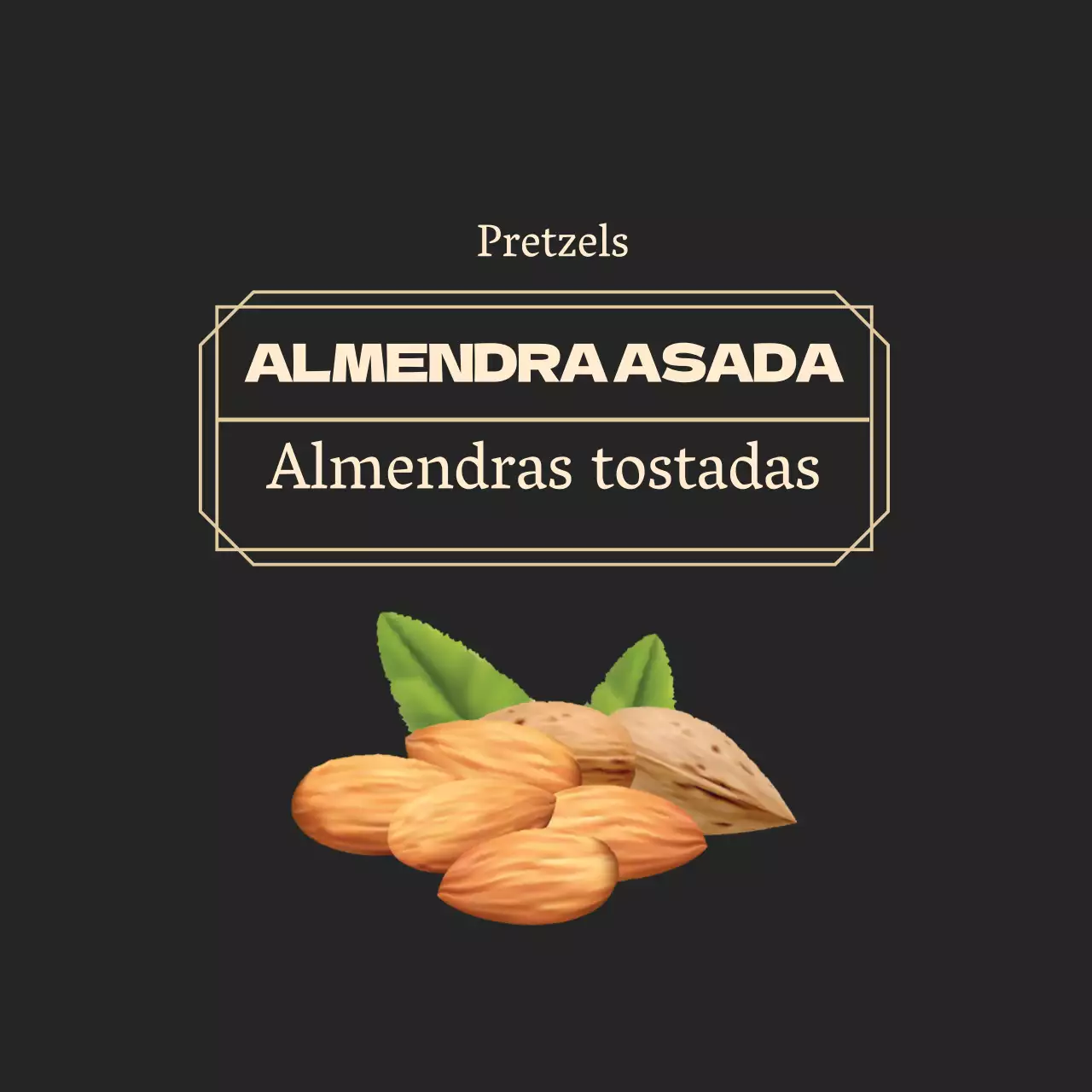 Nueces de almendra tostadas con marco negro