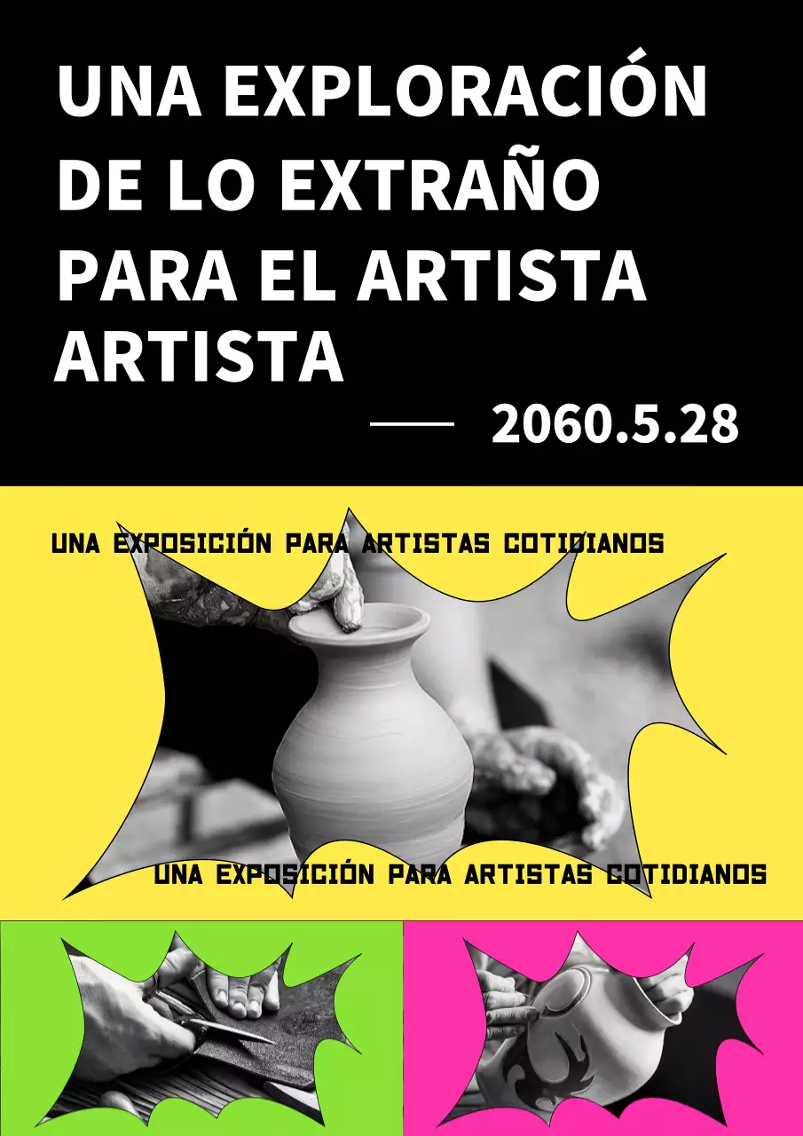 Un viaje artístico con un toque amarillo y rosa intenso