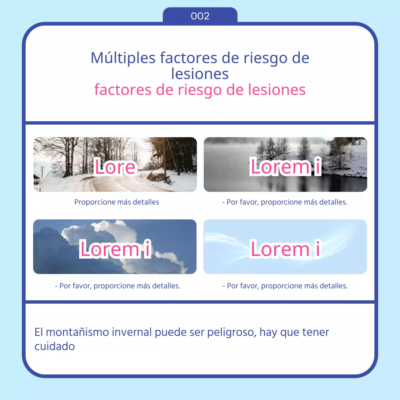 Guía de senderismo preinvernal con icono azul de invierno