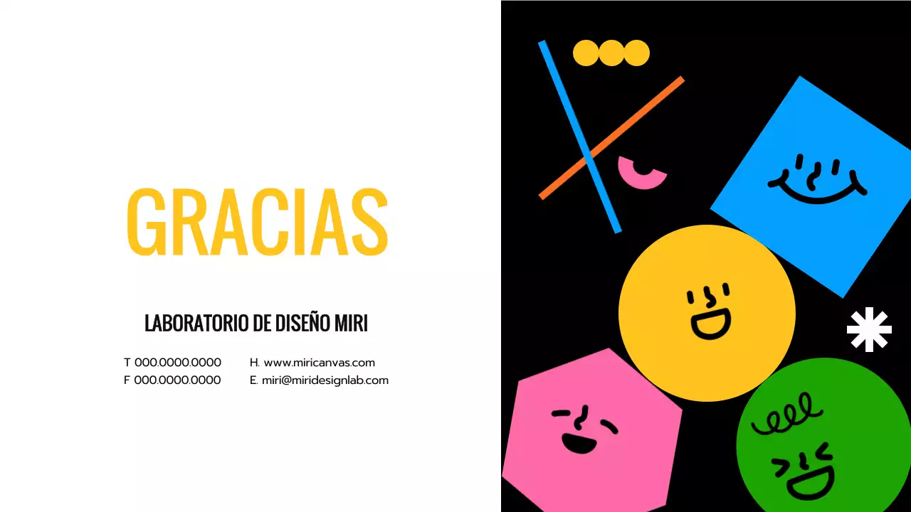 Introducción al diseño universal con formas expresivas de colores negro y amarillo