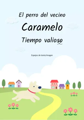 Una bonita historia ilustrada de cachorros con fondo azul claro y chartreuse