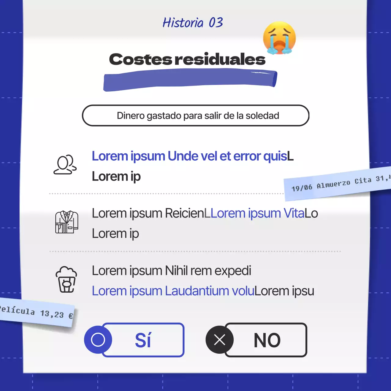 Factura de gastos excesivos en azul y negro