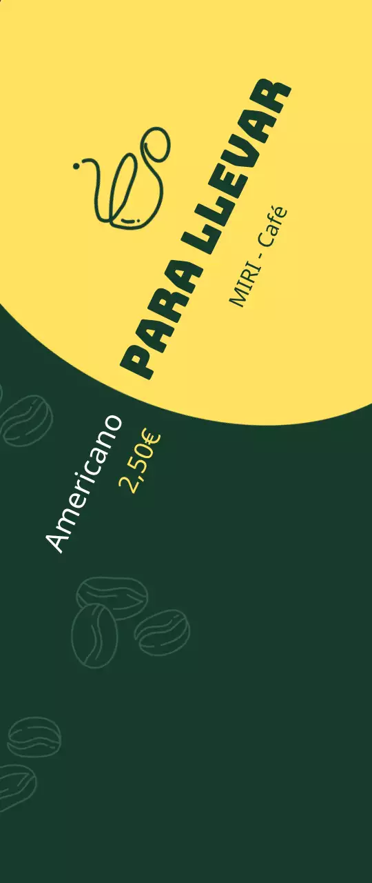 Verde y amarillo sencillos para promocionar un café para llevar