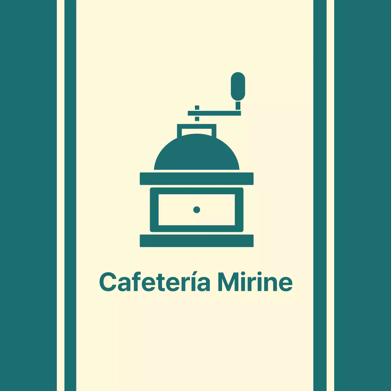 Café café balsa con una línea turquesa que representa un molinillo de café