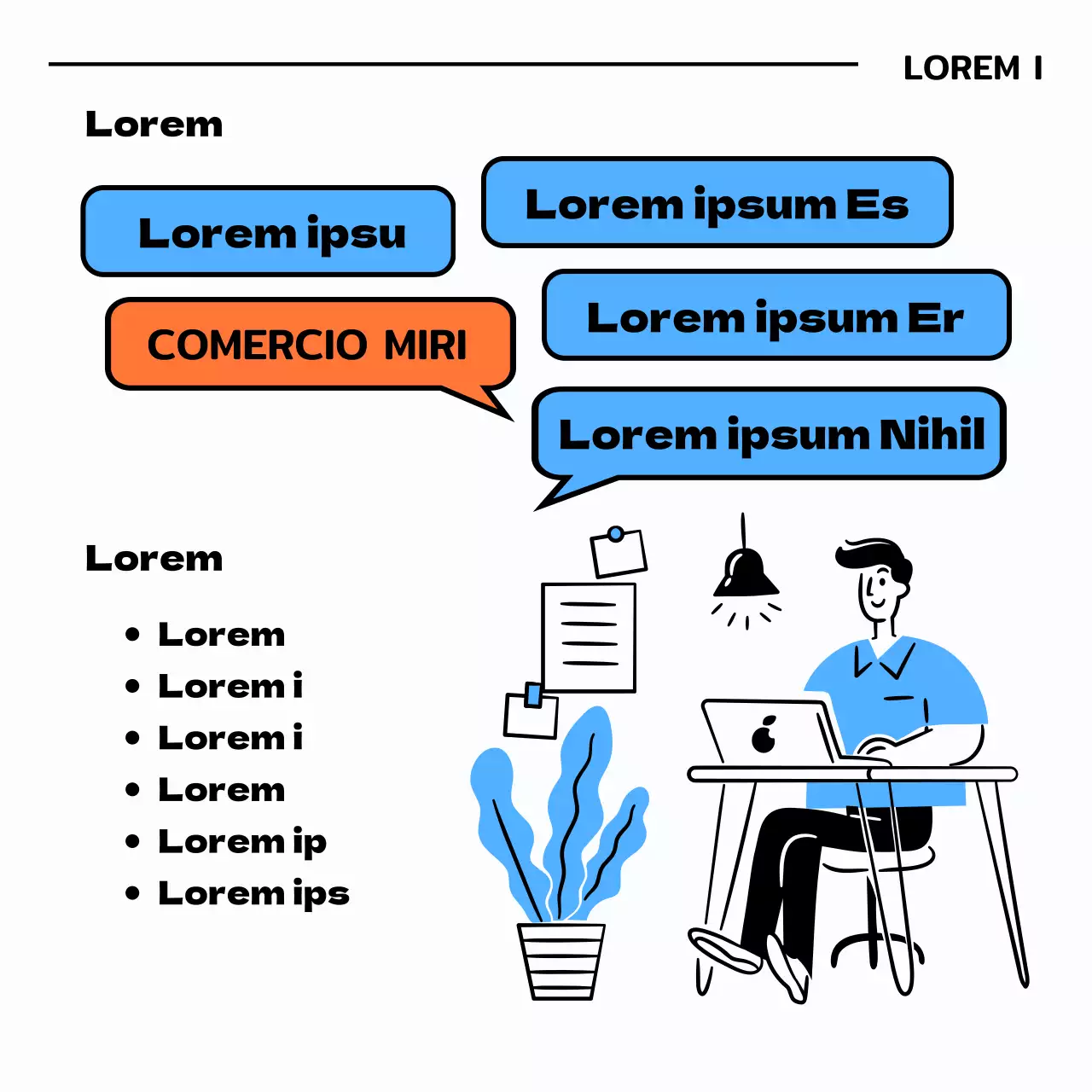 Contratación de becarios con ilustraciones en azul claro y negro
