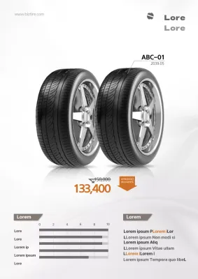 Promocionar un producto de neumáticos nuevos, blancos y limpios