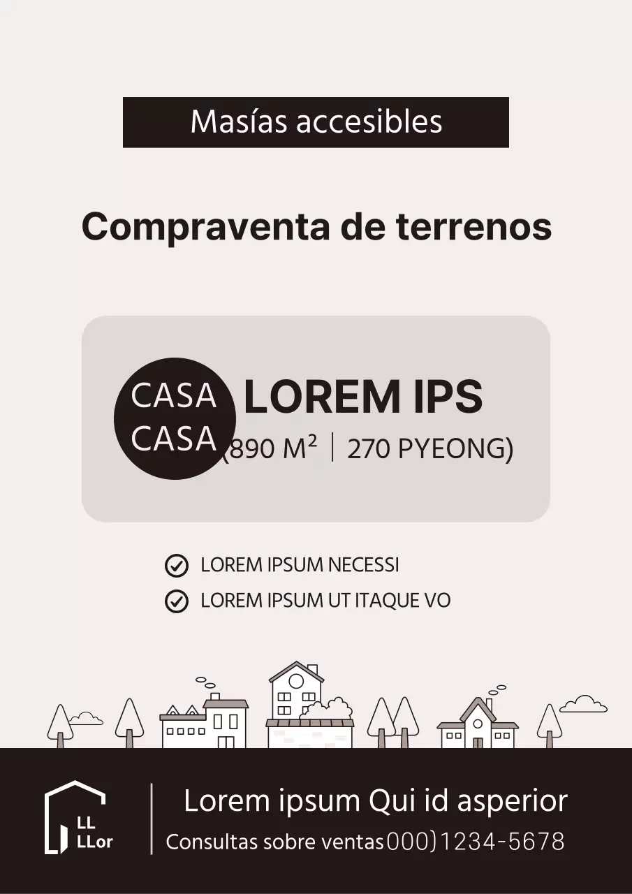 Marrón ilustración sencilla transacción inmobiliaria plantilla de documentación de listado de propiedades