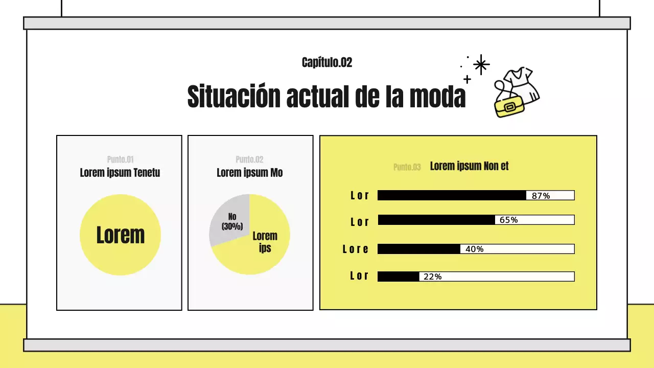 Un simpático informe de análisis ilustrado con detalles en amarillo y negro
