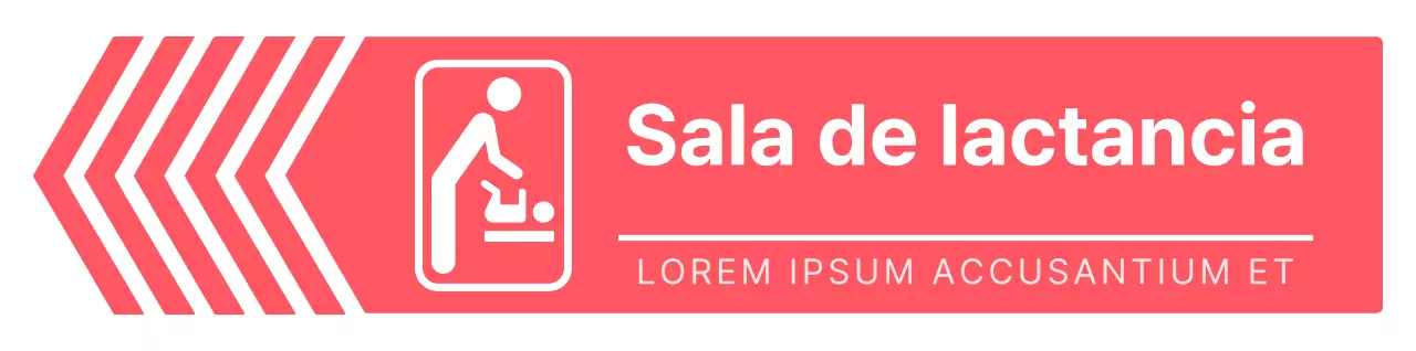 Indicaciones sencillas y claras para llegar a la sala de lactancia en rosa y blanco.