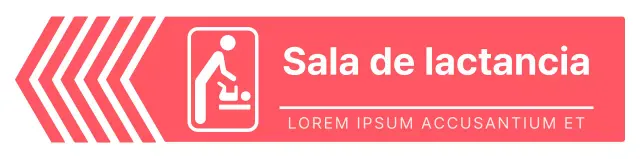 Indicaciones sencillas y claras para llegar a la sala de lactancia en rosa y blanco.