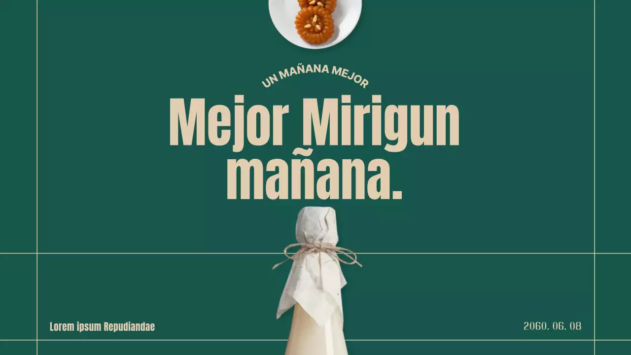 Plan para revitalizar los mercados tradicionales utilizando objetos y tipografía de color verde y beige