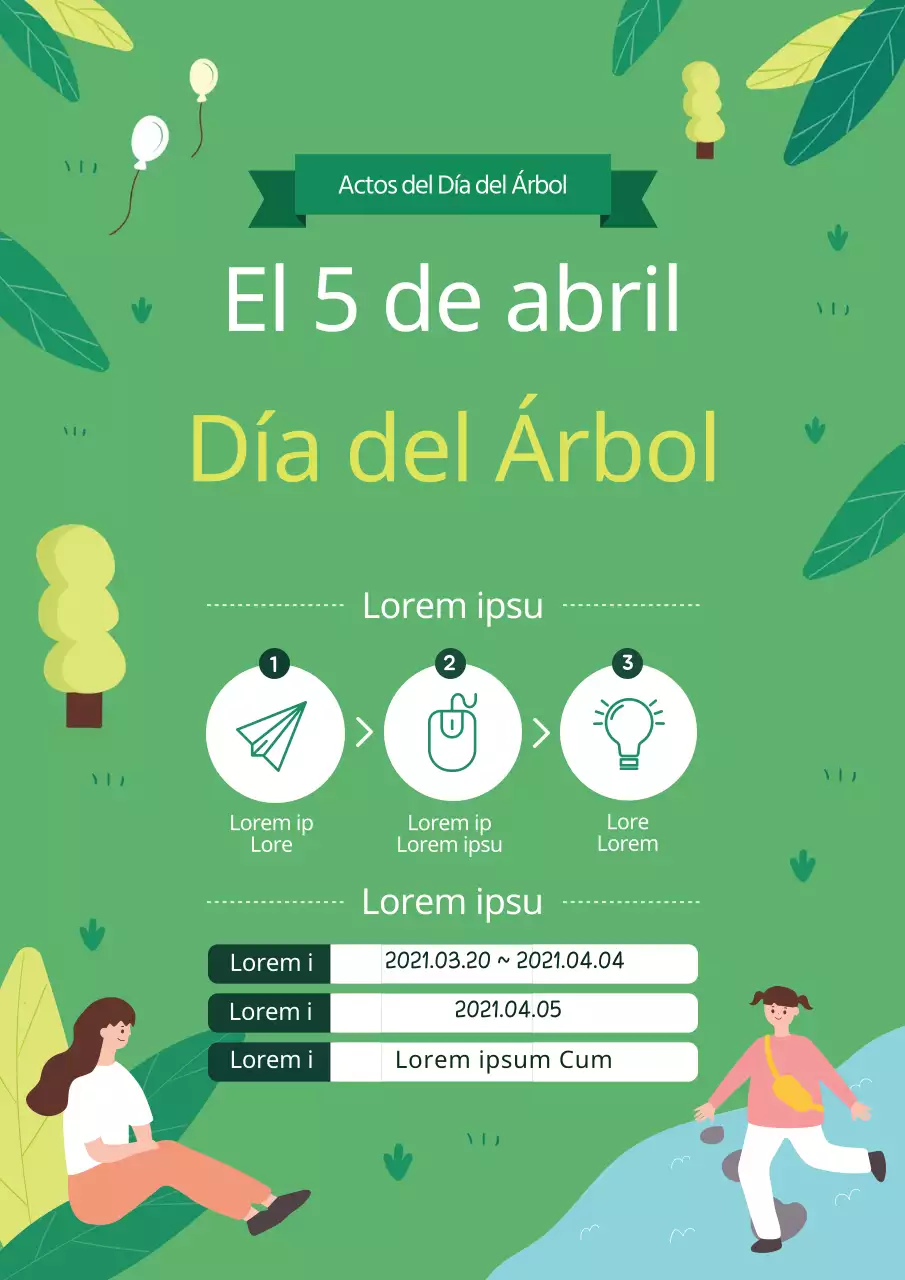 Ilustración verde Bonita promoción del Día del Árbol
