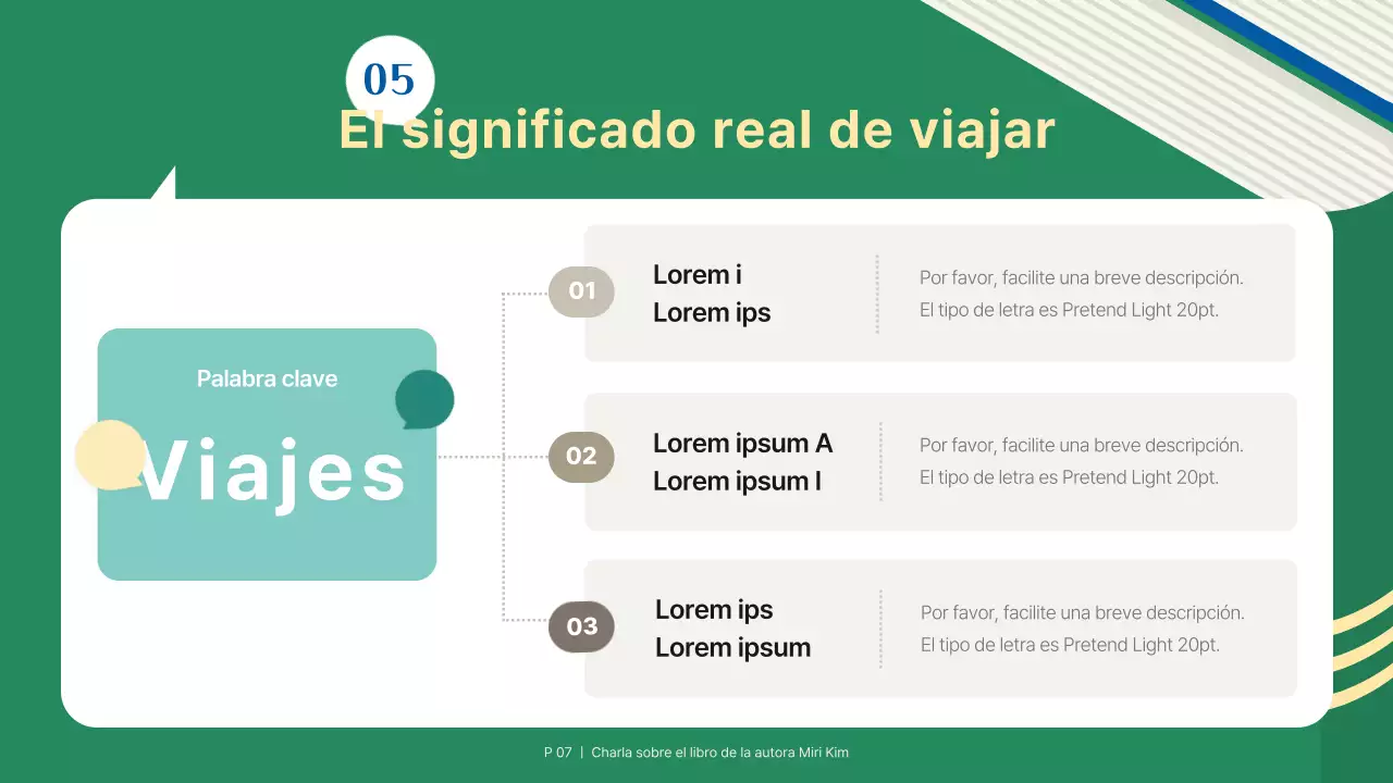 Una sencilla presentación verde y azul para la presentación de un libro