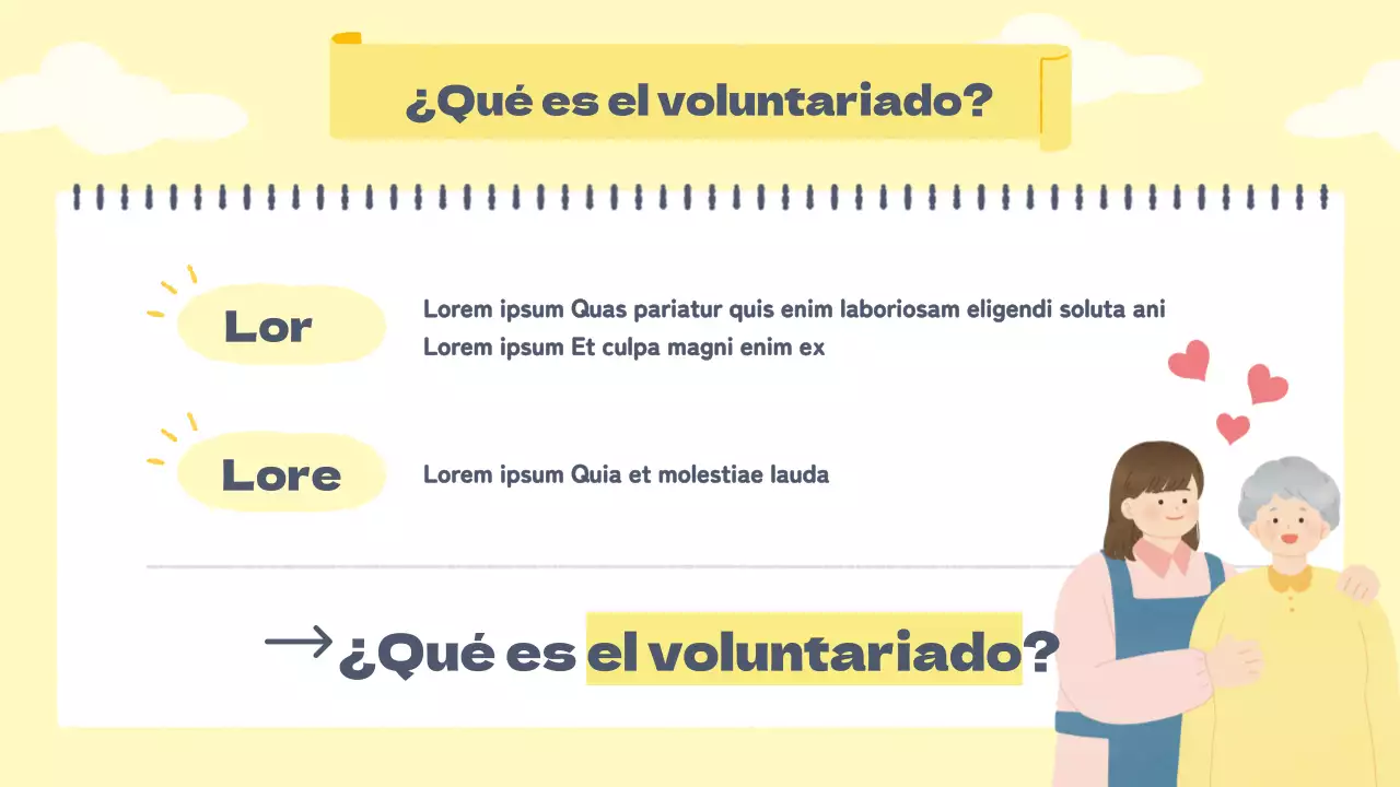 Folletos para voluntarios en cálidos tonos pastel amarillos