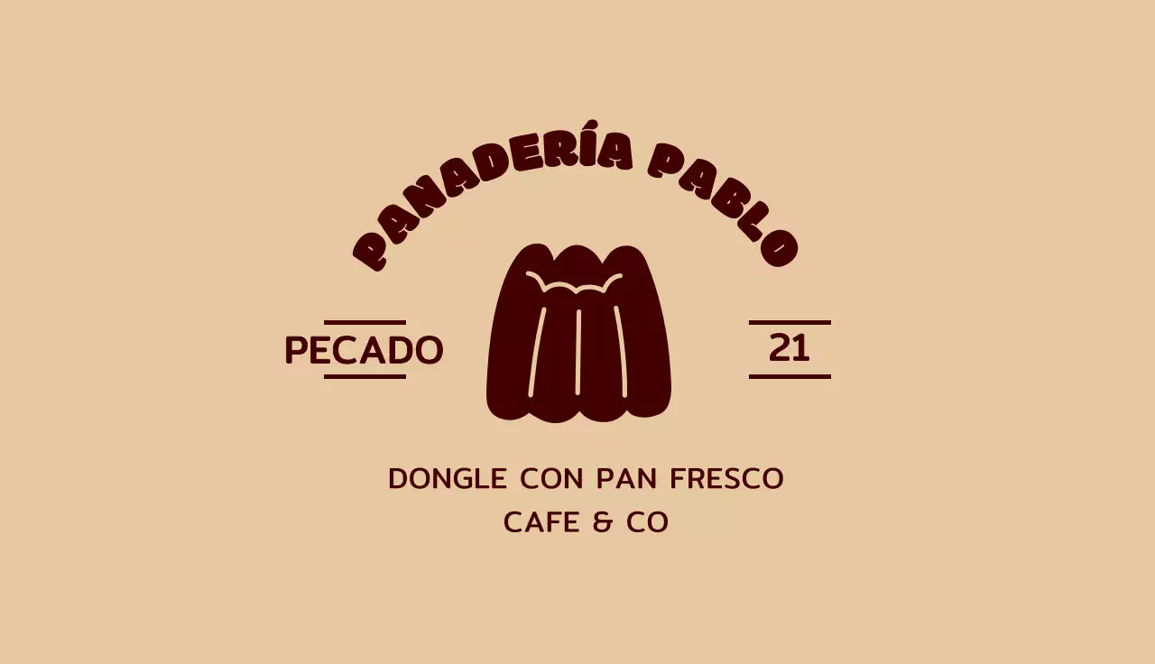 Cupón de sello con el logotipo de una panadería ilustración de pan sobre fondo beige