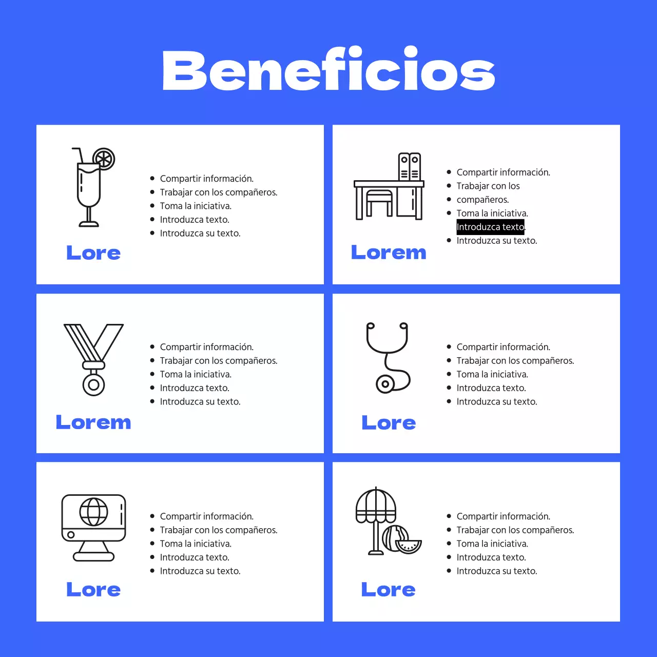 Anuncio de empresa dinámico y juvenil con acentos azules