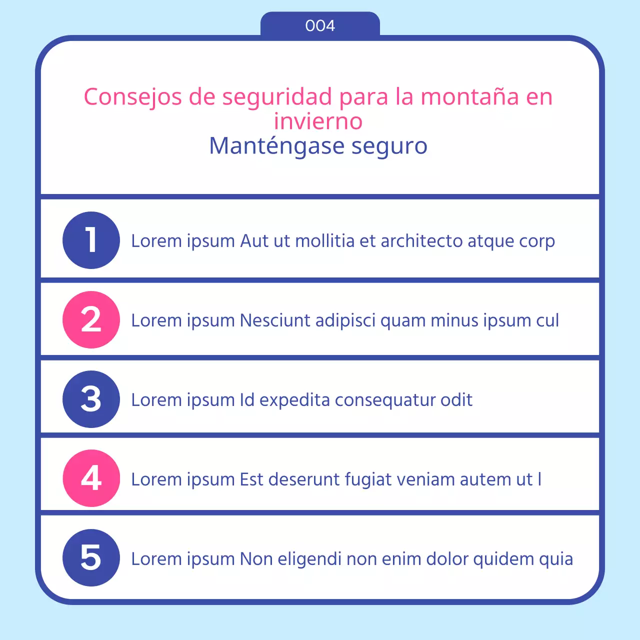 Guía de senderismo preinvernal con icono azul de invierno