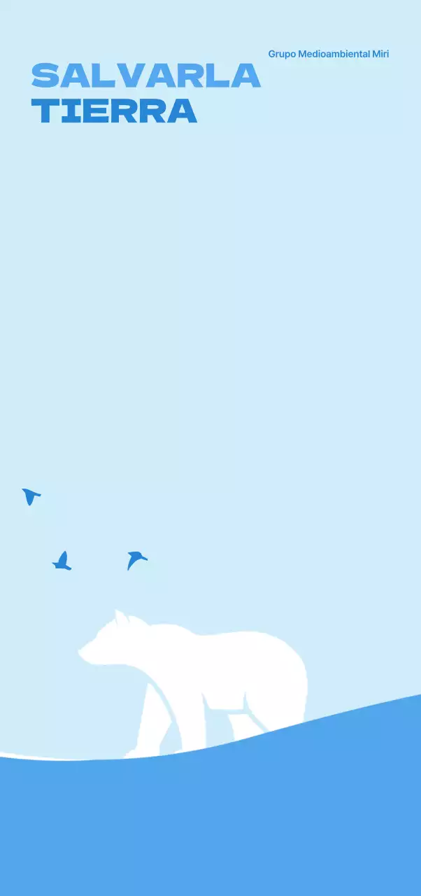 Un concepto limpio para una organización medioambiental con una ilustración de un oso polar en azul claro y azul.