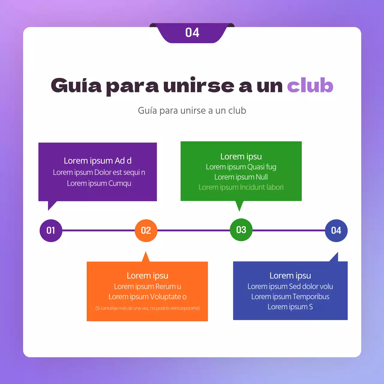 Anunciar un club de empresa con un concepto de invitación púrpura