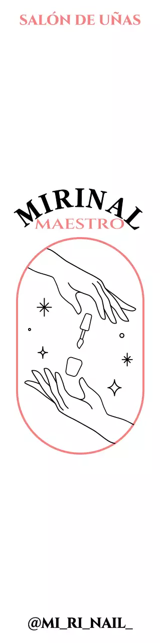 Promociona una tienda de decoración de uñas con una mano rosa y negra y una ilustración de esmalte de uñas