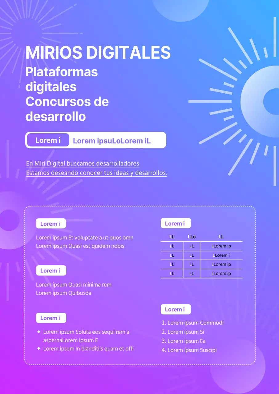 Anuncio de concurso para un estilo limpio con degradado azul y morado