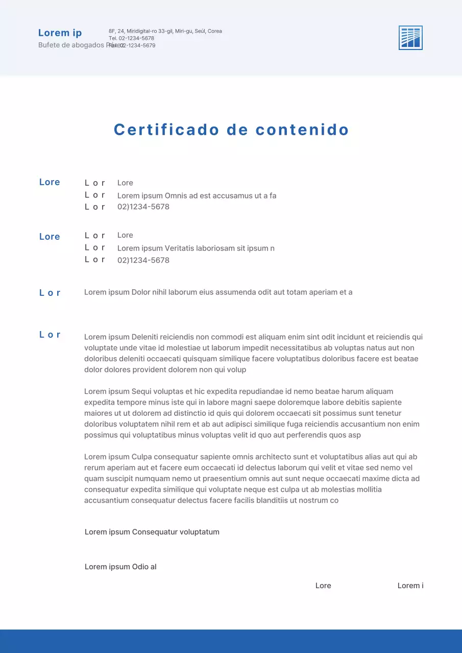 Concepto de logotipo limpio en blanco y azul Prueba de contenido