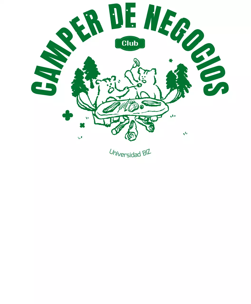 Camiseta de grupo del club de camping con el personaje de la ardilla de camping