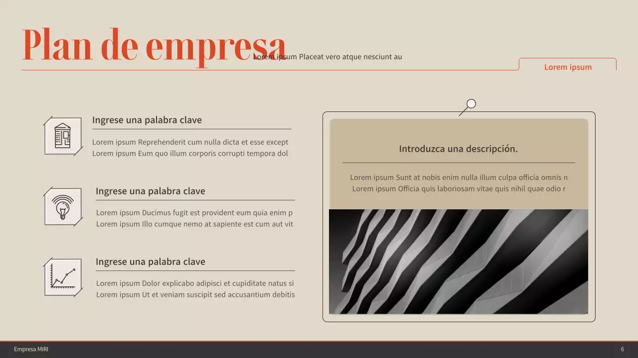 Acentos de color naranja con marrón y beige Cuadro de mando sencillo