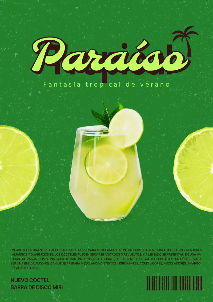 Promociona un cóctel tropical en rojo y verde