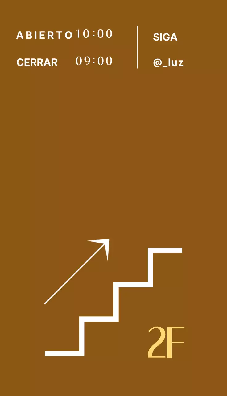 Diseño sencillo y sentimental en marrón y blanco con información sobre el horario y la ubicación de la tienda de decoración de uñas.