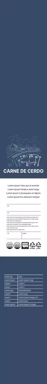 Ilustración vintage azul cerdo