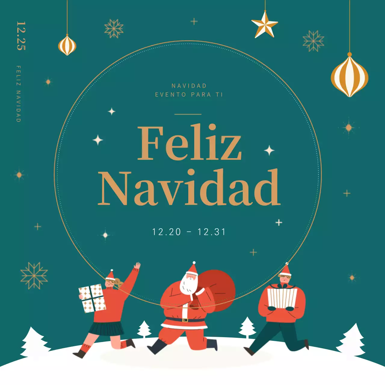 Bandera de Navidad de Papá Noel en verde y amarillo