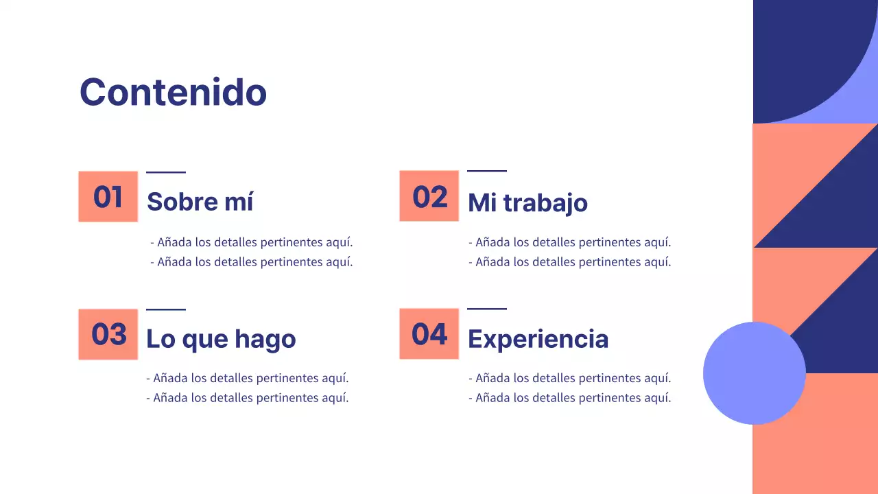 Azul y naranja tonos formas geométricas patrón de diseño de estilo de presentación geométrica mínima