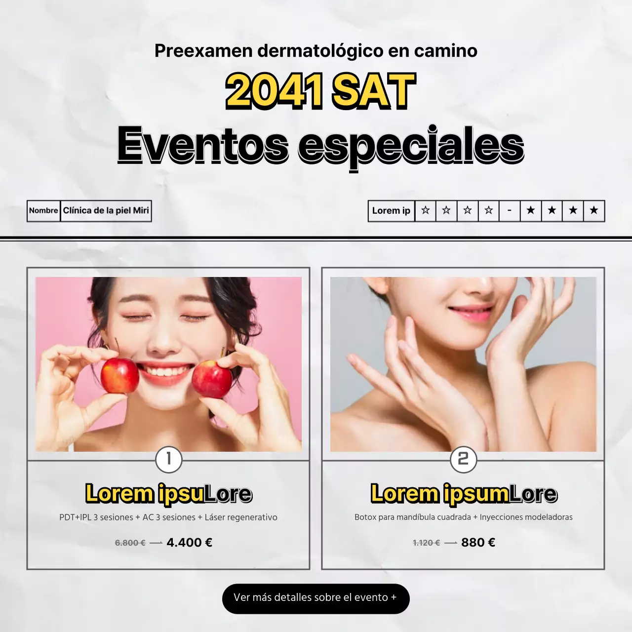 SAT Dermatología evento con el concepto de papel de prueba de puntos grises y amarillos