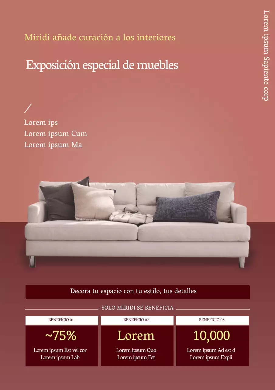 Cartel web para promocionar un evento sobre interiores de muebles modernos