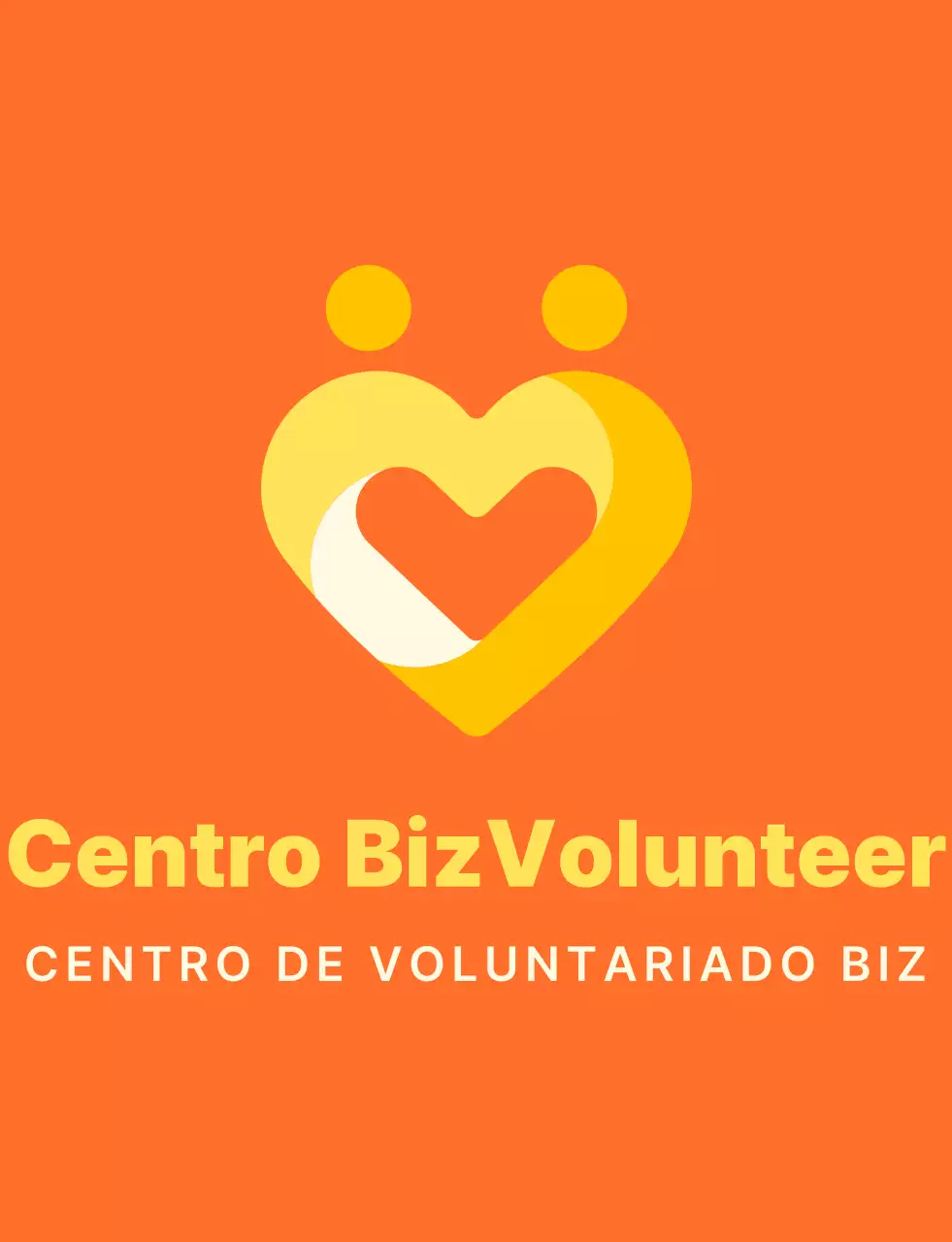 Logotipo sencillo en forma de corazón en naranja y amarillo brillante Organización del centro de difusión