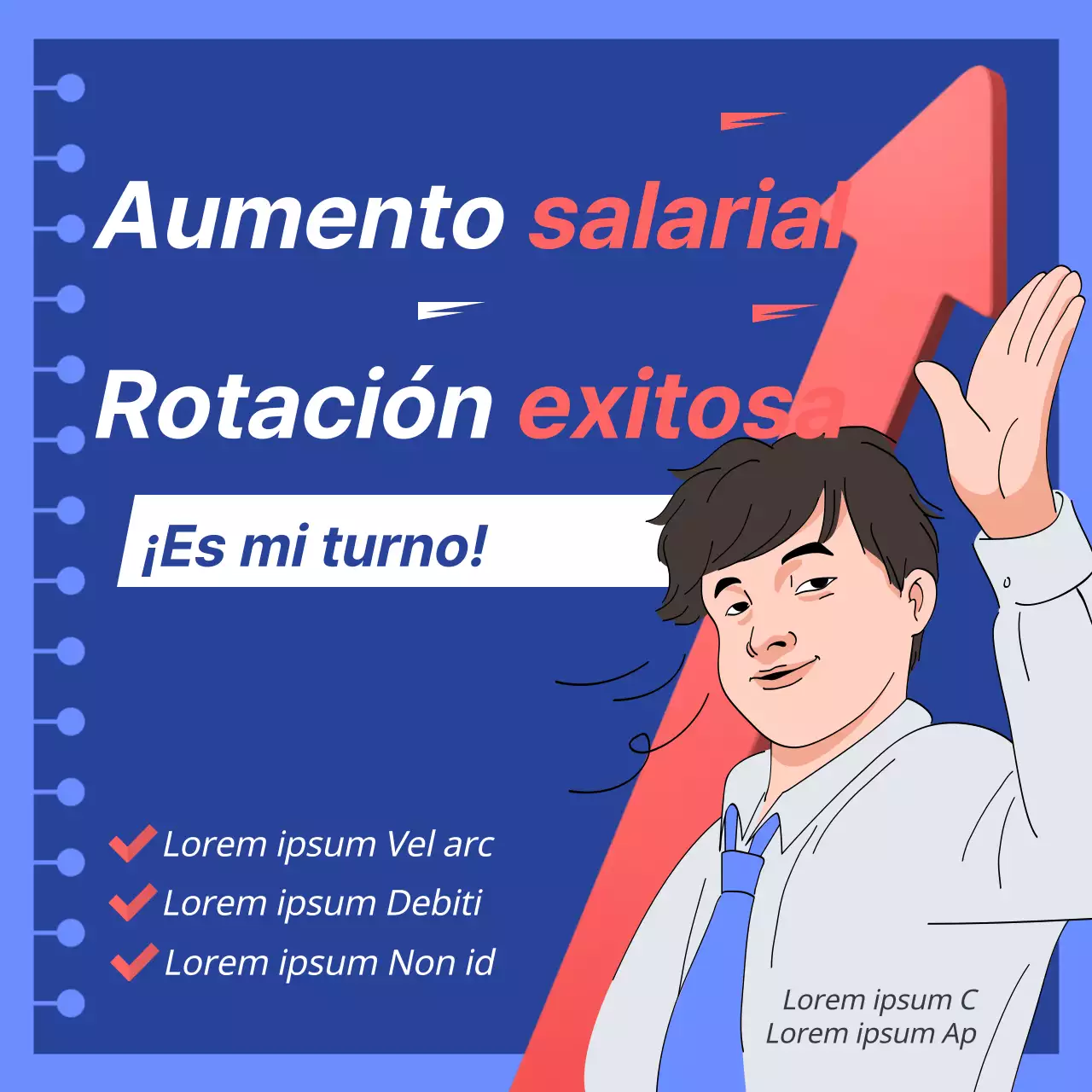Promocione sus credenciales profesionales con texto destacado en azul y rojo
