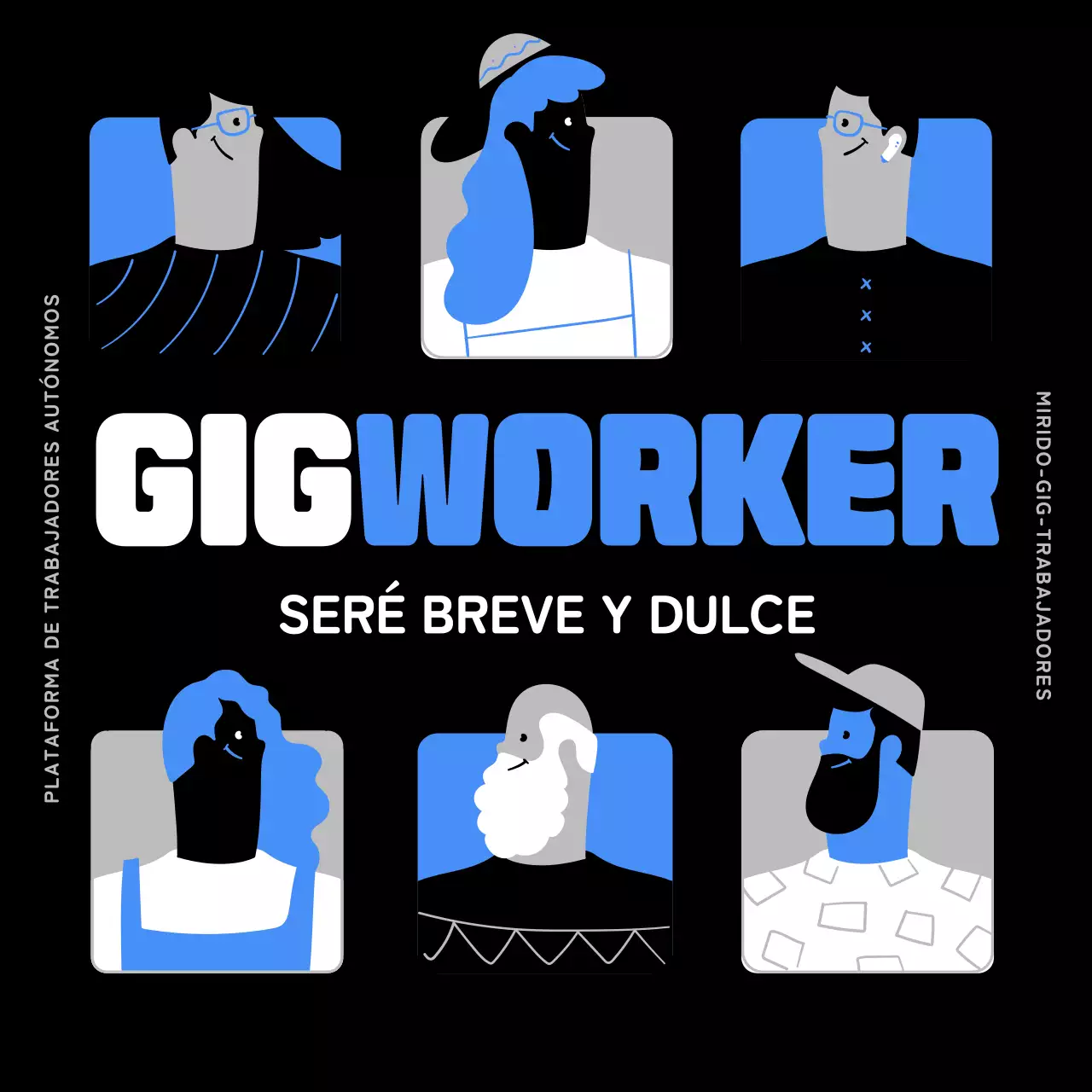 Ilustración de personas azules y negras Presentación de gigworkers
