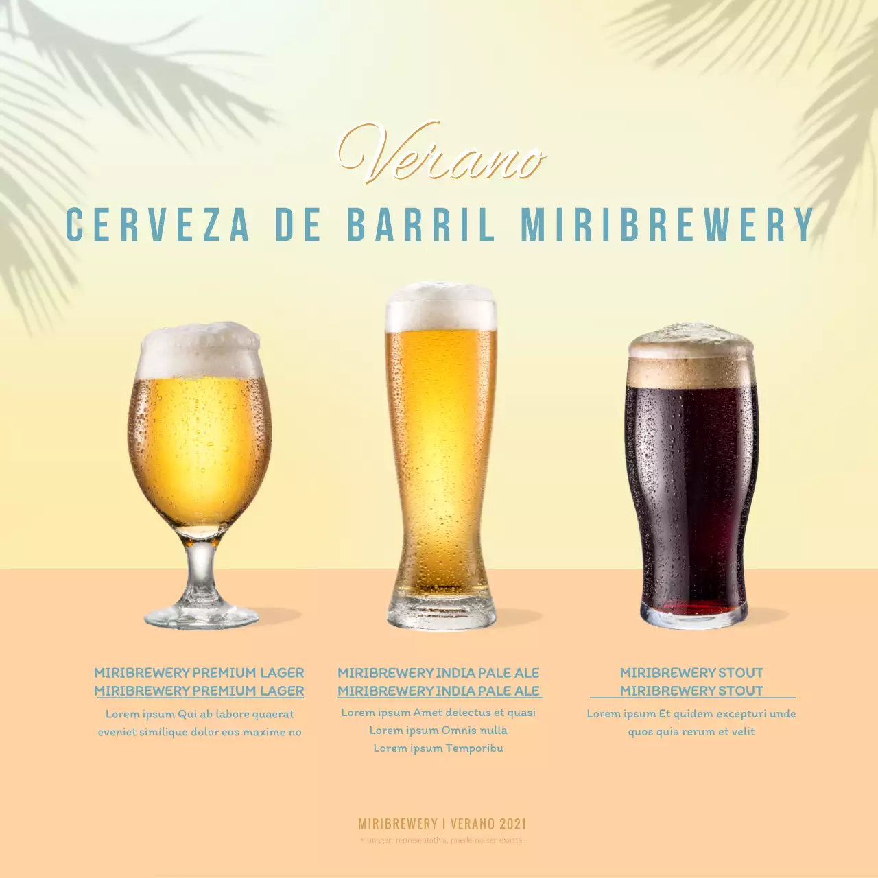 Sencillo cartel cuadrado de cerveza artesanal