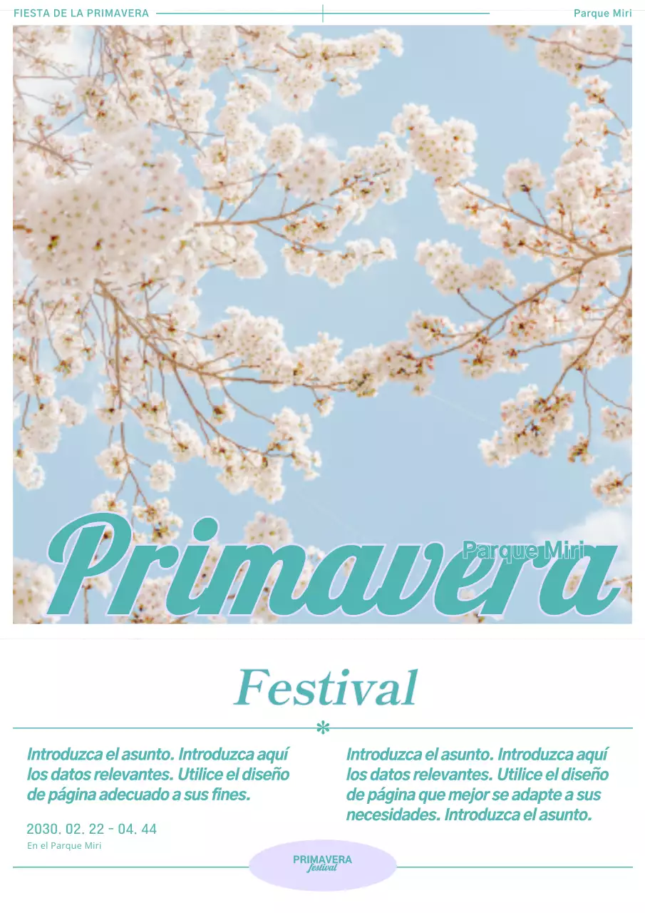 Póster de festival de concepto vintage de flores de cerezo blancas
